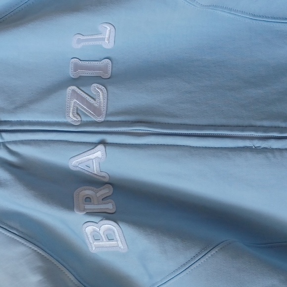 NWT Brazil Flag Warm Up Jacket Baby Blue Juniors Size XL LA Kitty - Picture 6 of 15
